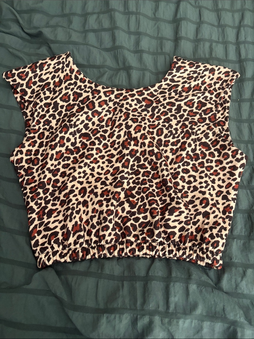 Leopard Print Cropped Tank Top - Brown/Black